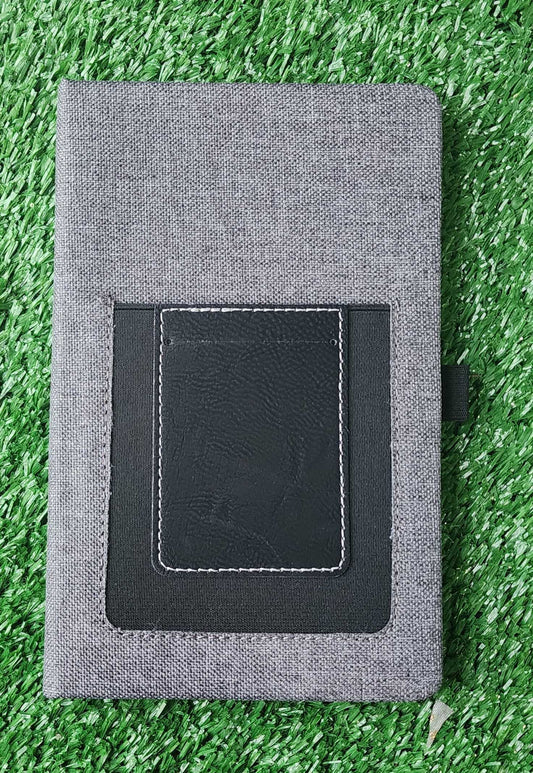 Gray w/Black Leatherette Journal with Cell/Card Slot