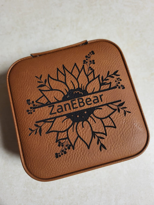 Leather Engraved Travel Jewelry Box